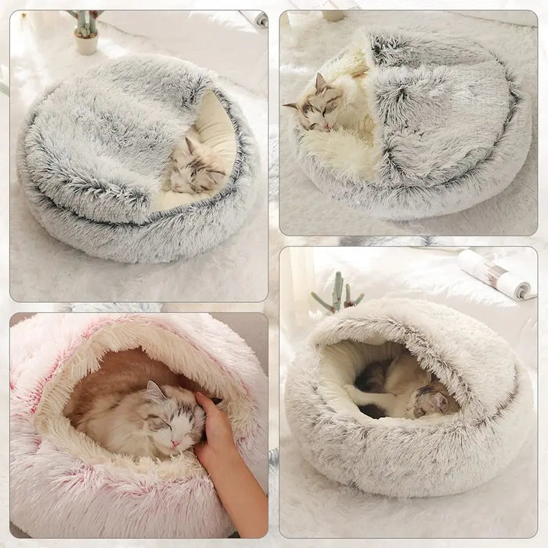 Round Plush Cat & Dog Bed