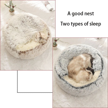 Round Plush Cat & Dog Bed