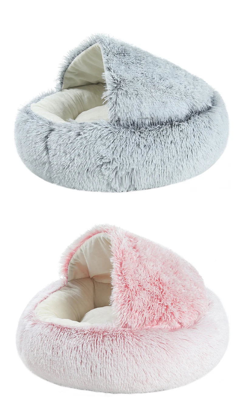 Round Plush Cat & Dog Bed