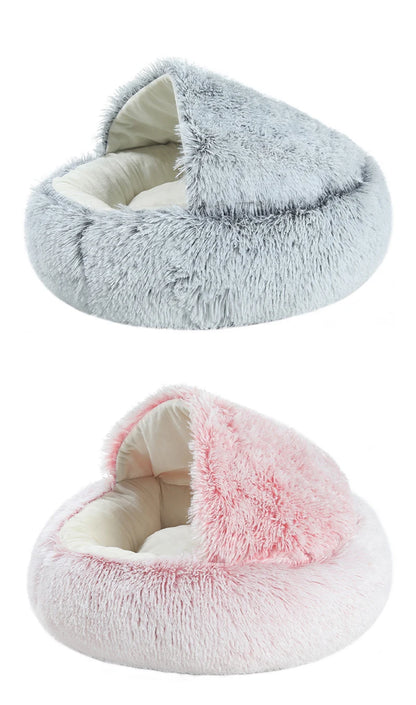 Round Plush Cat & Dog Bed