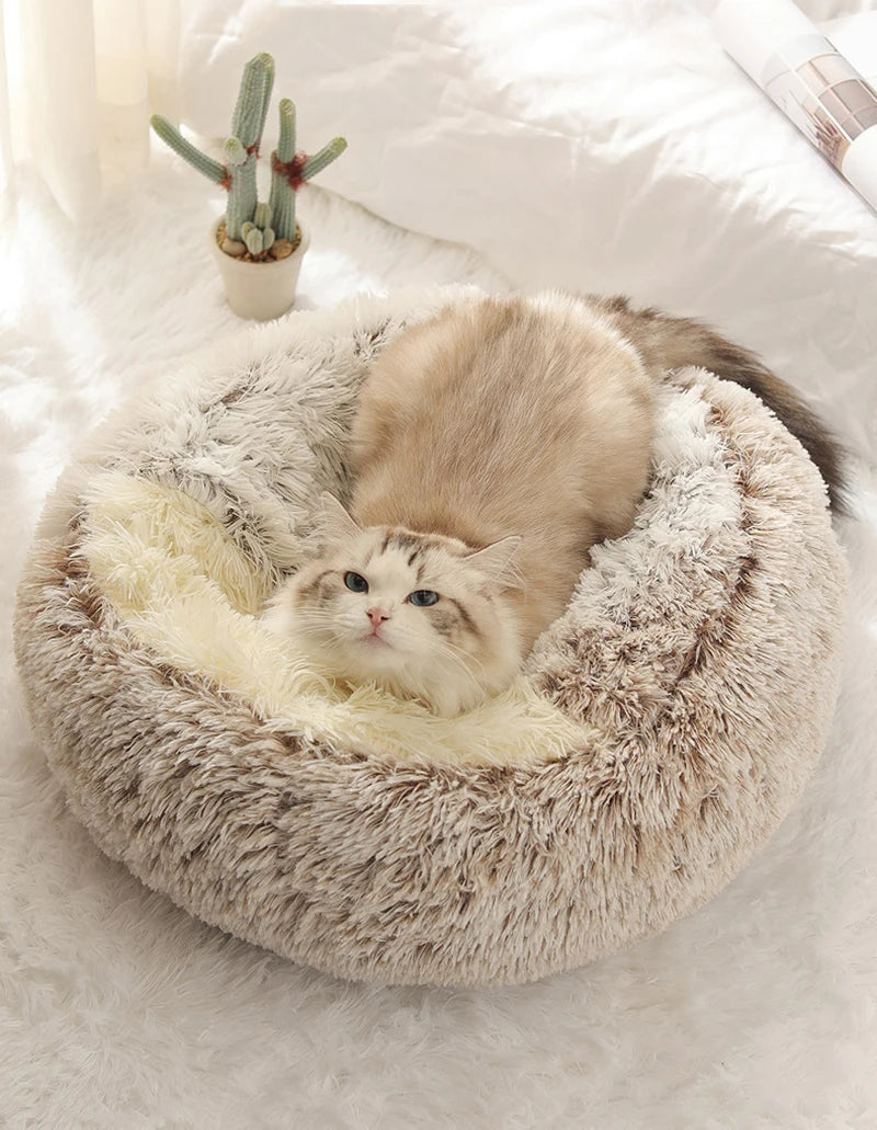 Round Plush Cat & Dog Bed