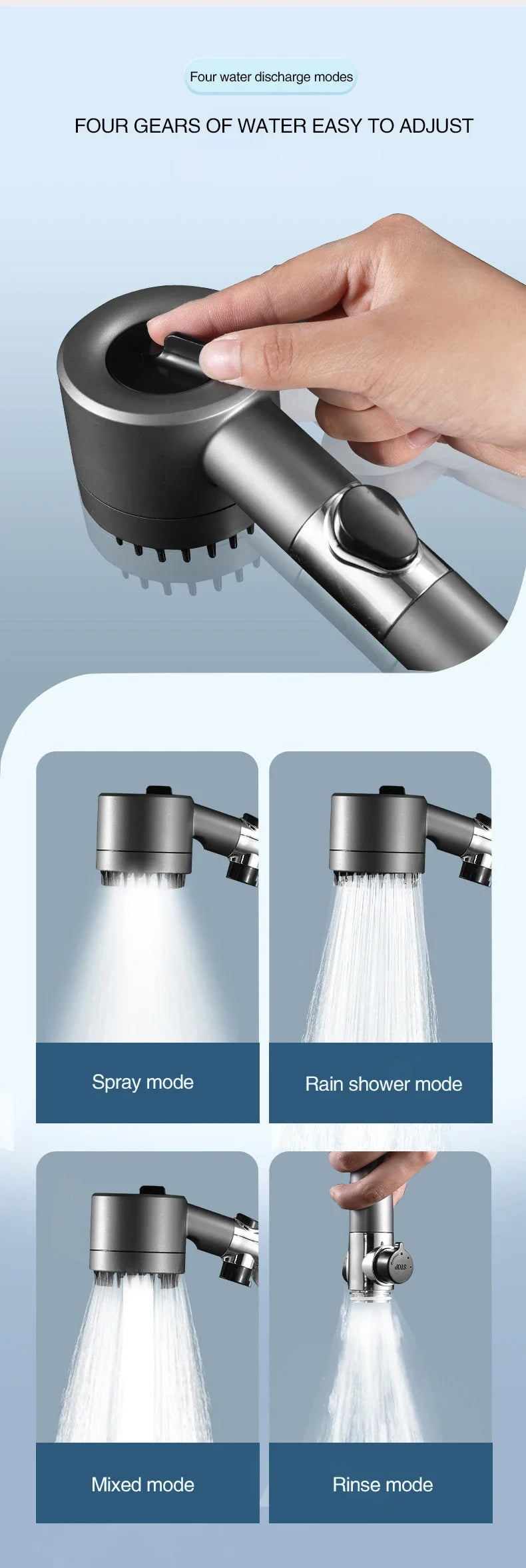 3-Mode High Pressure Shower