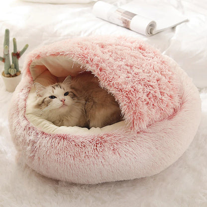 Round Plush Cat & Dog Bed