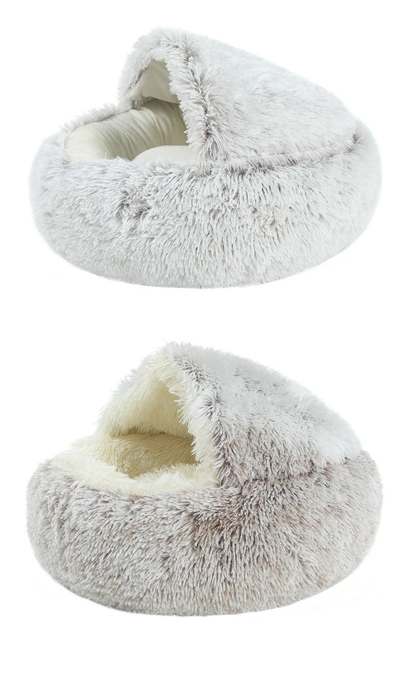 Round Plush Cat & Dog Bed